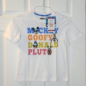 Kids M8 Disney White Tee with Mickey, Goofy, Donald and Pluto